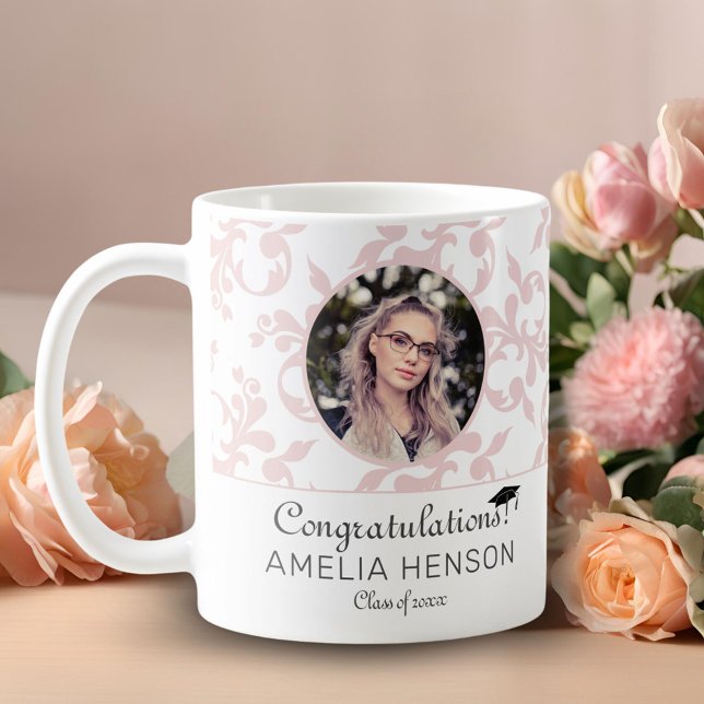 Congratulations Pink Rococo Graduation Photo   Coffee Mug (Creator Uploaded)