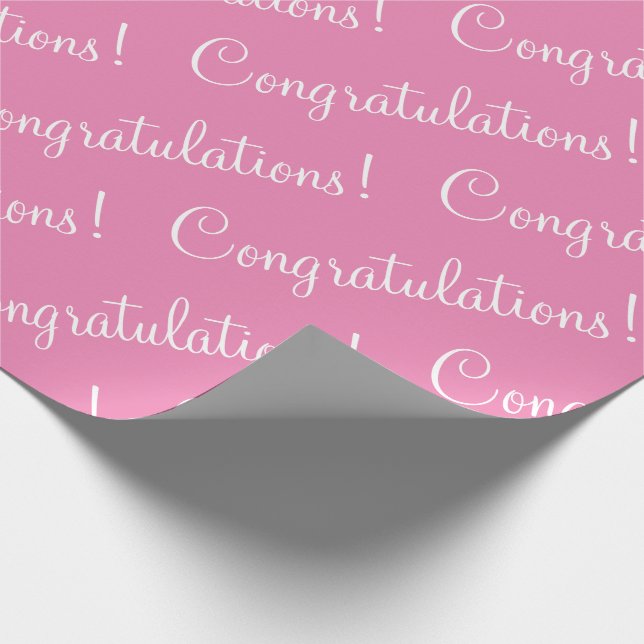 Congratulations Pink Script Wedding Baby Shower Wr Wrapping Paper (Corner)
