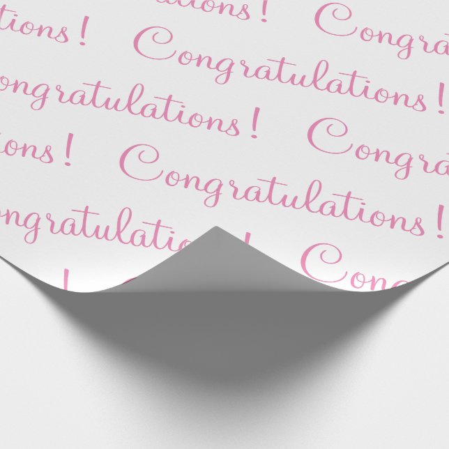 Congratulations Pink Script Wedding Baby Shower Wrapping Paper (Corner)