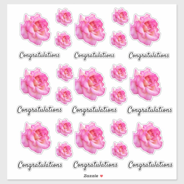 Congratulations Pink Variegated Rose Cutout Photo (Sheet)