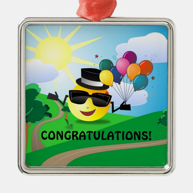 Congratulations! popular design, metal ornament (Front)