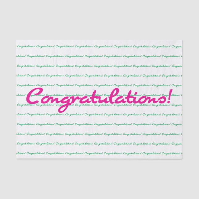 Congratulations! Preppy spring pink green casual Tissue Paper (Front)