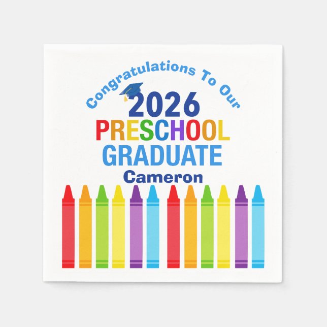 Congratulations Preschool Graduate Custom Party Napkin (Front)