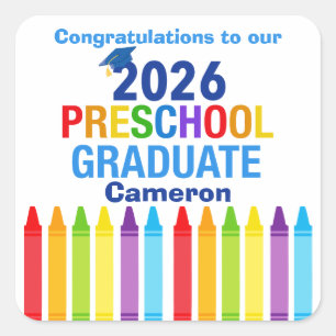 Congratulations Preschool Graduate Custom Party Square Sticker