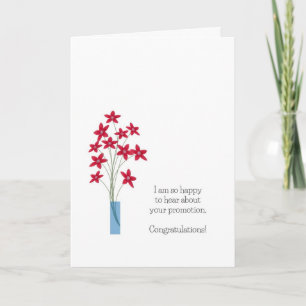 Congratulations Promotion Cards, cute red flowers Card