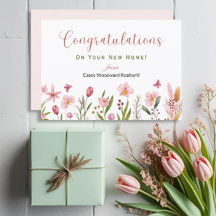 Congratulations Realtor Personalised Chic Flowers Card