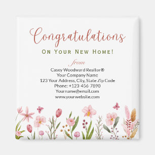 Congratulations!   Realtor Personalised Floral Magnet