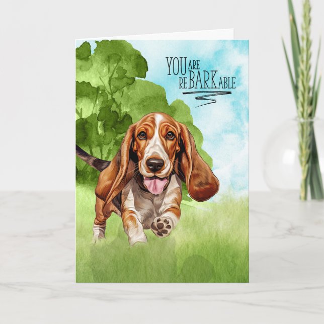 Congratulations reBARKable Basset Hound Dog Card (Front)
