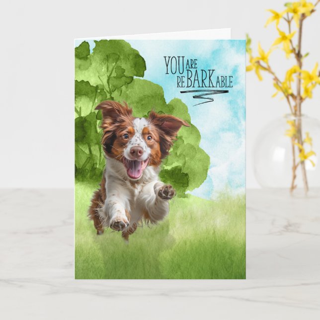 Congratulations reBARKable Brittany Spaniel Dog Card (Yellow Flower)
