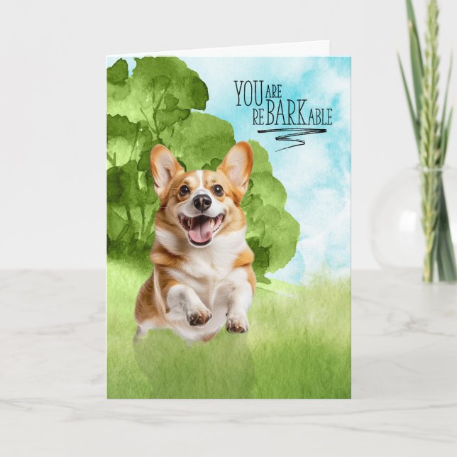 Congratulations reBARKable Welsh Corgi Dog Card (Front)