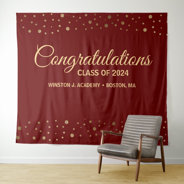 Congratulations Red gold Class of 2024 graduation Tapestry (In Situ (Horizontal))
