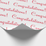 Congratulations Red Script Wedding Baby Shower  Wrapping Paper<br><div class="desc">Congratulations!  Red wrapping paper for a graduation,  wedding,  bridal shower,  baby shower,  promotion,  new baby boy,  etc.  Simple & sweet.</div>