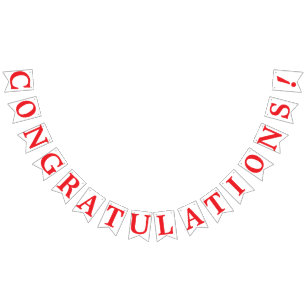 CONGRATULATIONS, Red Text On White Bunting