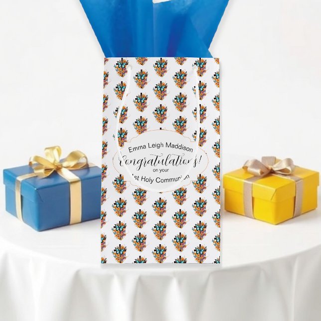 Congratulations Religious Event Butterfly Cross Small Gift Bag (Creator Uploaded)