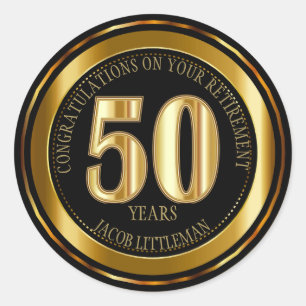 Congratulations Retirement - 50 Years - Gold Classic Round Sticker