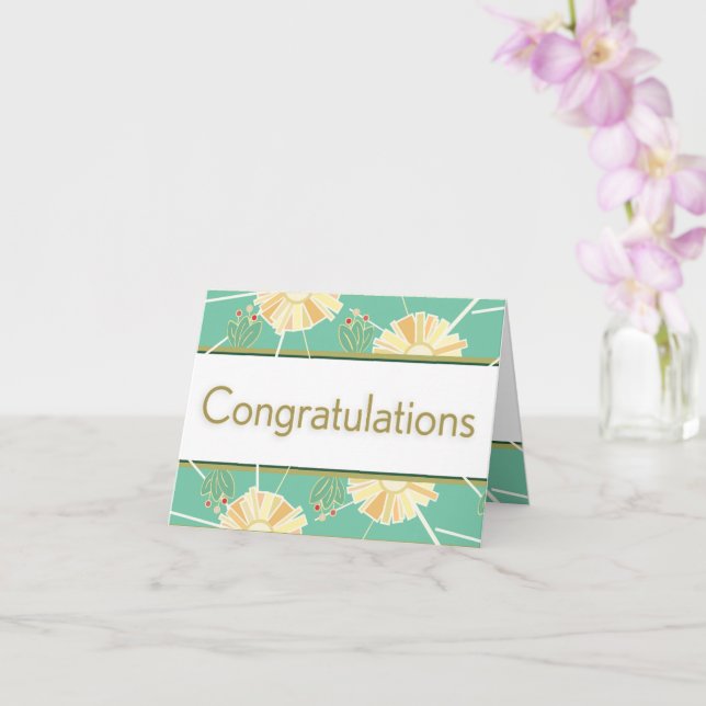 Congratulations -  Retro Art Deco Perfumed Garden  Card (Orchid)
