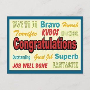 Congratulations Retro Colours Postcard