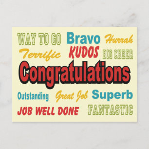 Congratulations Retro Colours Postcard