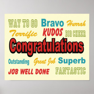 Congratulations Retro Colours Poster