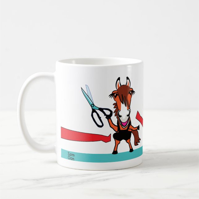 Congratulations ribbon-cutting design coffee mug (Left)