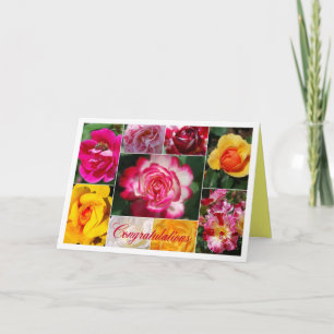 Congratulations Rose Collage Yellow Interior Card