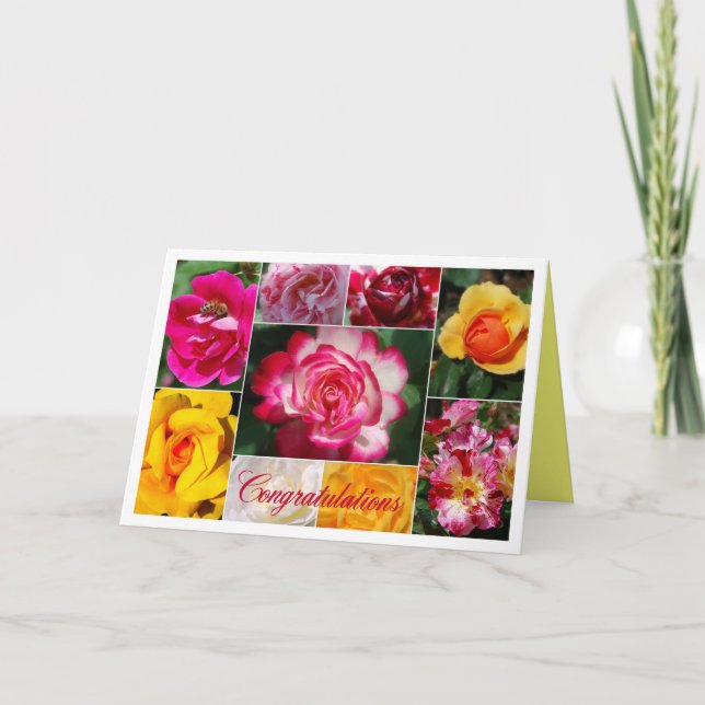 Congratulations Rose Collage Yellow Interior Card (Front)