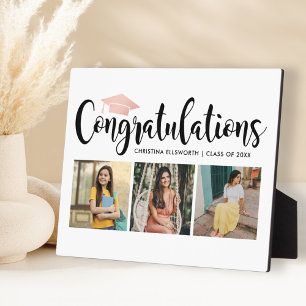 Congratulations Rose Gold 3 Photo Grad Plaque