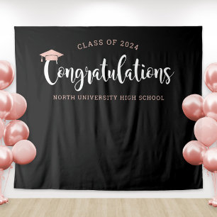Congratulations Rose Gold Graduation Party Tapestry