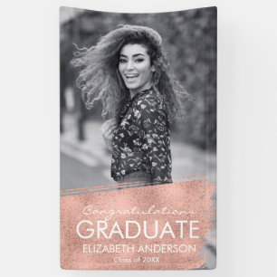 Congratulations Rose Gold Photo Graduation Banner