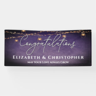 Congratulations Rustic Tea Lights Engagement Party Banner