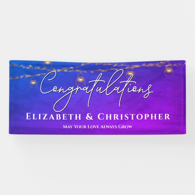 Congratulations Rustic Tea Lights Engagement Party Banner (Horizontal)