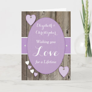 Congratulations Rustic Wedding Day purple Card