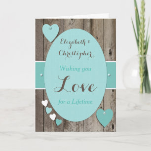 Congratulations Rustic Wedding Day turquoise Card