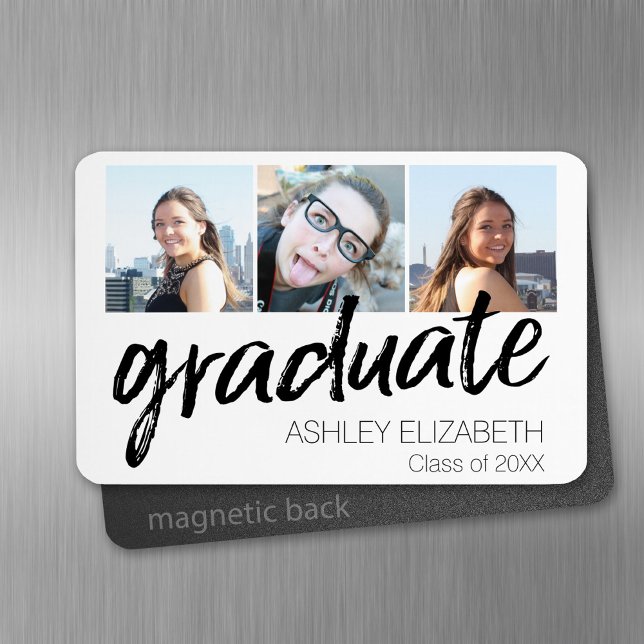 Congratulations Senior 3 Photo for Graduation Magnet (Personalized fridge magnet - add photos and text)