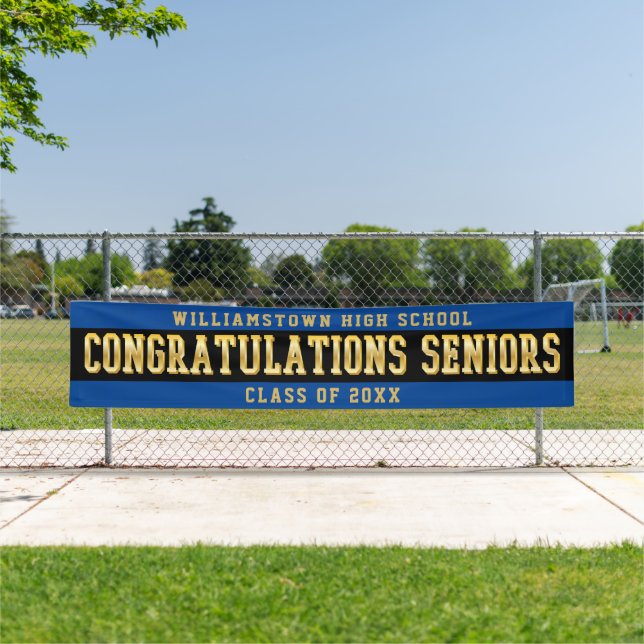 Congratulations Seniors Blue | Black | Gold Banner (Insitu)