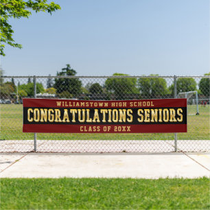 Congratulations Seniors Dk Red Black Gold Banner