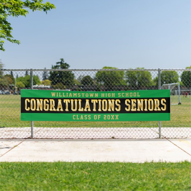 Congratulations Seniors Green | Black | Gold Banner (Insitu)