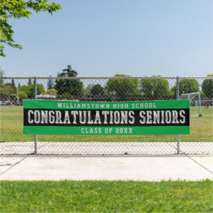 Congratulations Seniors Green Black Silver Banner