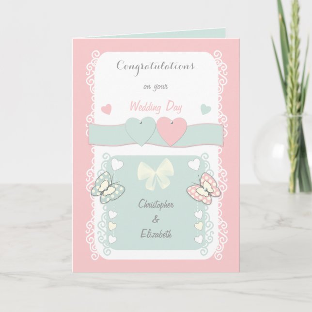 Congratulations shabby chic Wedding Day greeting Card (Front)