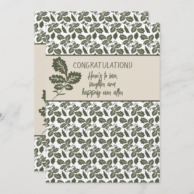 Congratulations Shower or Wedding Olive Green Card (Front/Back)