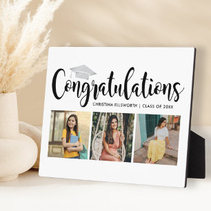 Congratulations Silver 3 Photo Grad Plaque