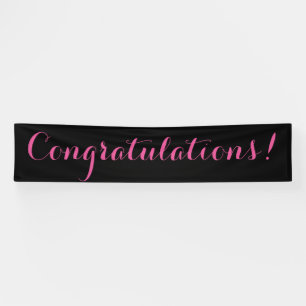 Congratulations simple black pink banner sign