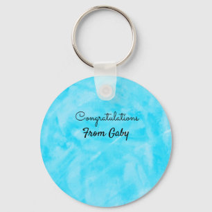 congratulations simple blue hanpainted watercolor key ring