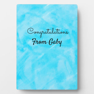 congratulations simple blue hanpainted watercolor plaque