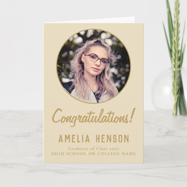 Congratulations Simple Graduate Photo Graduation  Card (Front)