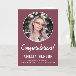 Congratulations Simple Graduate Photo Graduation  Card