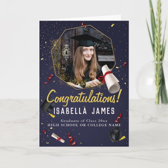 Congratulations Simple Graduate Photo Graduation Card (Front)