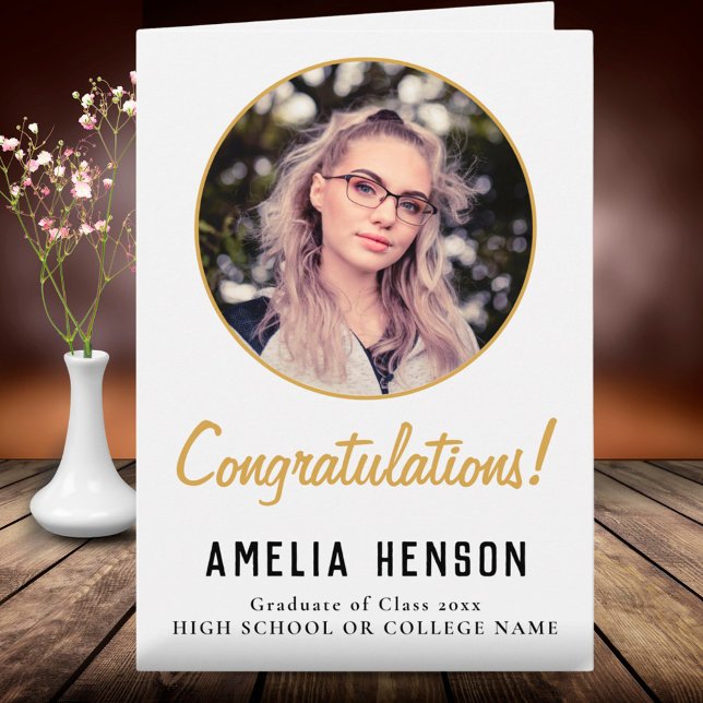 Congratulations Simple Graduate Photo Graduation  Card (Creator Uploaded)