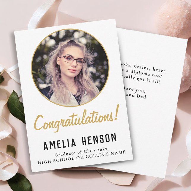 Congratulations Simple Graduate Photo Graduation  Card (Creator Uploaded)