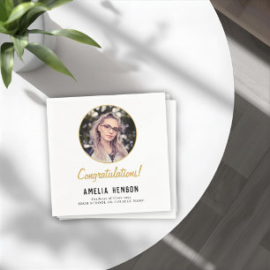 Congratulations Simple Graduate Photo Graduation  Napkin